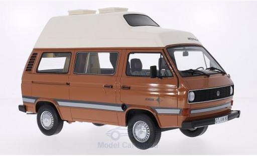 Modelauto Volkswagen T3 A Westfalia Joker bruin/mat-wit Hochdak zonder Vitrine 1/18 Premium ClassiXXs