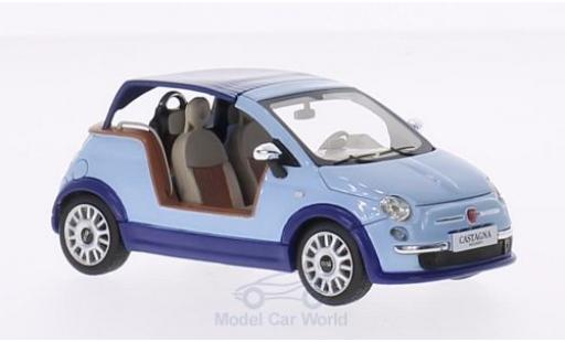 Modelauto Fiat 500 Base Tender Two blauw Castagna Milano 2008 1/43 Premium X