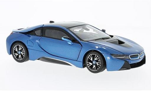 Modelauto Bmw i8 Coupe metallic blauw 1/24 Rastar