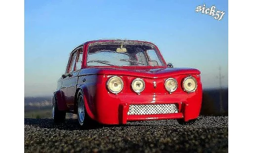 Renault 8 Gordini 1/18 Solido rood ailes larges modelauto