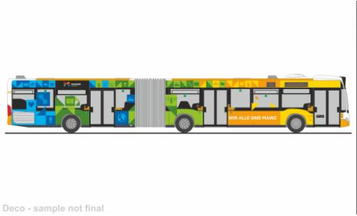 Modelauto Mercedes Citaro G 2011 MVG Mainz - Mainz ist bunt 1/87 Rietze