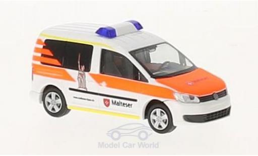 Modelauto Volkswagen Caddy Base Malteser Lippe 2011 1/87 Rietze