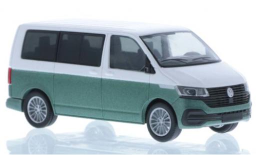 Modelauto Volkswagen T6 T6.1 .1 wit/metallic groen court- empattement 1/87 Rietze