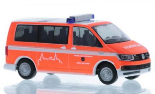 Modelauto Volkswagen T6 T6 Brandweer Walldorf court- empattement 1/87 Rietze