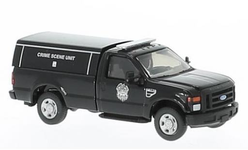 Modelauto Ford F-350 Pickup XL SRW zwart Crime Scene Unit Regular Cab avec bestelwagen montage sans Vitrine 1/87 River Point