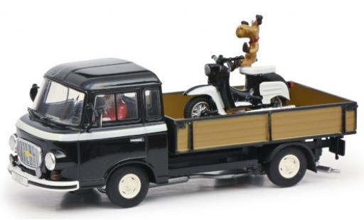 Modelauto Barkas B 1000 plateau laadbak Christmas Edition 2021 met Ladegut en Fahrerfigur 1/43 Schuco