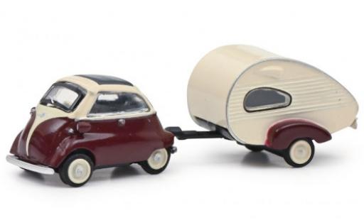 Modelauto Bmw Isetta citadine rood/wit avec ES-Piccolo-remorque 1/87 Schuco