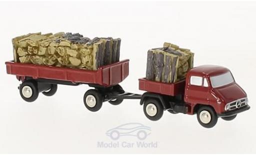 Modelauto Mercedes Unimog 406-425 U411 rood met Anh&Atilde;&curren;nger en Holzbeladung 1/90 Schuco