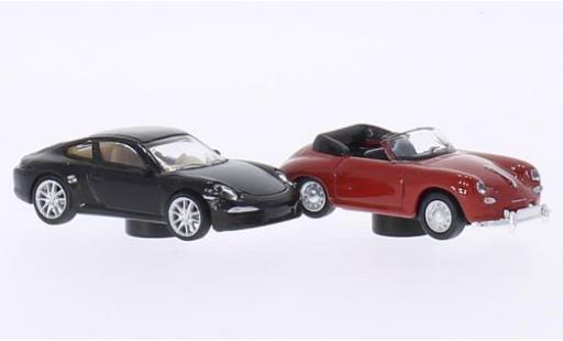 Modelauto Porsche 911 Cabriolet met.-bruin + 356 rood 2er-Set Magnetautos 1/87 Schuco