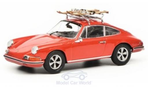 Modelauto Porsche 911 S S rood met Skitr&Atilde;&curren;ger 1/43 Schuco