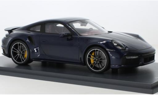 Modelauto Porsche 911 Turbo s metallic blauw 2021 1/18 Schuco ProR