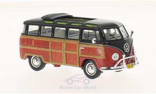 Modelauto Volkswagen T1 B Samba zwart/Holzoptik Woody 1/43 Schuco