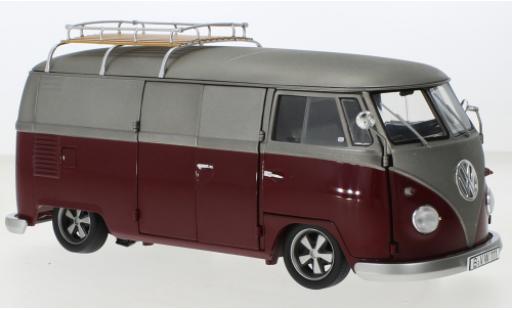 Modelauto Volkswagen T1 B Bus Lowrider rood/mat-grijs 1/18 Schuco