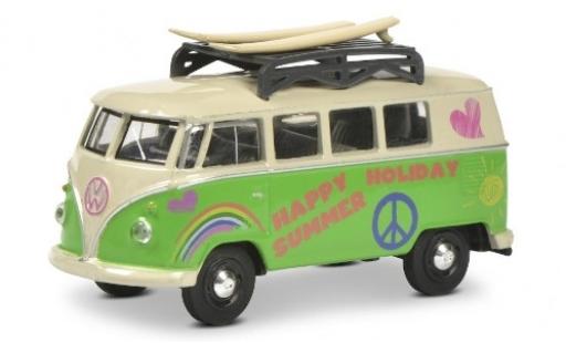 Modelauto Volkswagen T1 Base Bus groen/beige Surfer avec Rack de toit et charge 1/64 Schuco