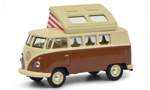 Modelauto Volkswagen T1 Base Camper beige/bruin 1/64 Schuco