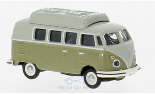 Modelauto Volkswagen T1 A c Camper groen/grijs 1/87 Schuco