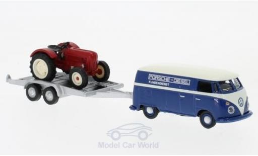 Modelauto Volkswagen T1 A c Bestelwagen met Autoanh&Atilde;&curren;nger en Porsche Junior 1/87 Schuco