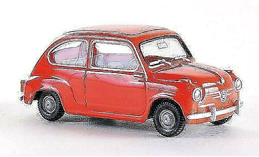 Seat 600 Base 1/87 Wiking rood-oranje modelauto