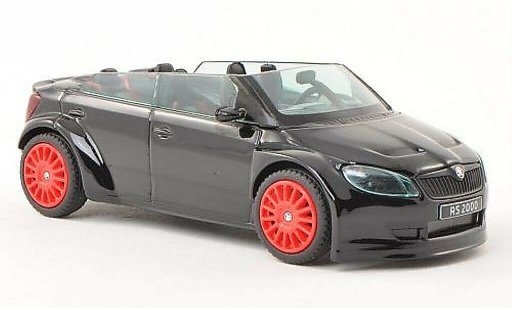 Skoda Fabia Concept Car 1/43 Abrex 2000 zwart met roten Felgen modelauto