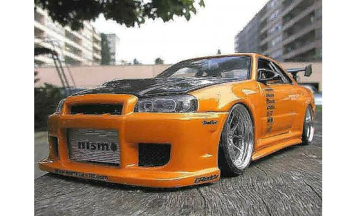 Nissan Skyline R34 1/18 Autoart gt aileron et capot carbone r modelauto