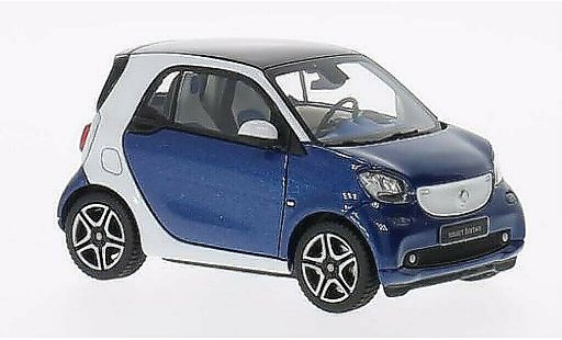 Smart ForTwo Coupe 1/43 Norev wit/blauw 2014 modelauto