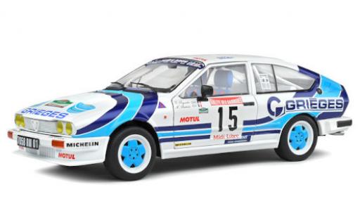Modelauto Alfa Romeo Alfetta gtv6 V6 No.15 Rally des Garrigues 1986 C.Rigollet/M.Bathelot 1/18 Solido