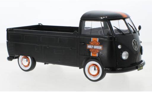 Modelauto Volkswagen T1 A plateforme Douane mate zwart Harley-Davidson 1950 1/18 Solido