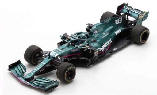 Modelauto Aston Martin AMR21 f1 1 No.18 Cognizant Team Cognizant formule 1 GP Bahrain 2021 L.Stroll 1/43 Spark