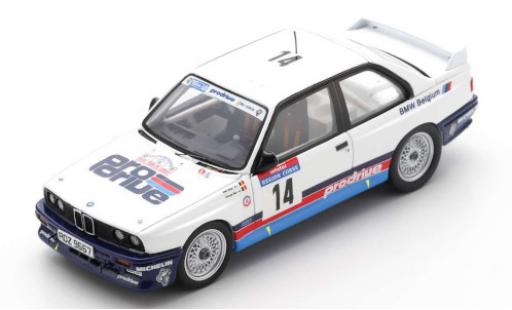 Modelauto Bmw M3 rallye (E30) No.14 Belgium ProDrive Rally WM Tour de Corse 1987 M.Duez/G.Biar 1/43 Spark