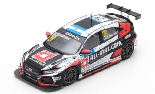 Modelauto Honda Civic Type R TCR No.29 M&Atilde;&frac14;nnich Motorsport ALL-INKL.-COM WTCR Hungaroring 2019 N.Girolami 1/43 Spark