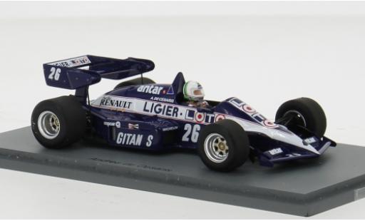 Modelauto Ligier JS2 Base 3 No.26 formule 1 GP S&Atilde;&frac14;dafrika 1984 1/43 Spark