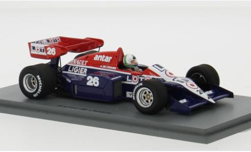 Modelauto Ligier JS2 Base 3B No.26 formule 1 GP Europa 1984 1/43 Spark
