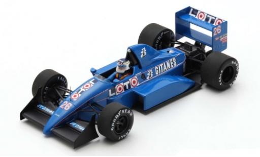 Modelauto Ligier JS3 Base 1 No.26 Gitanes formule 1 GP Italien 1988 v&iuml;&iquest;&frac12;hicule de test S.Johansson 1/43 Spark