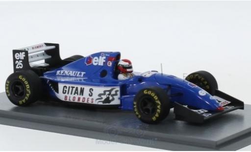 Modelauto Ligier JS3 Base 9B No.25 Gitanes formule 1 GP Europa 1994 met Decals J.Herbert 1/43 Spark