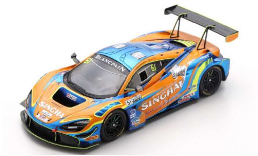 Modelauto McLaren 720 GT3 S No.61 ABSSA Motorsport Singha Witpain GT World Challenge Asia 2019 P.Bhirombhakdi/K.Sawa 1/43 Spark