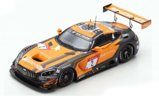 Modelauto Mercedes AMG GT GT3 3 No.2 -AMG Team zwart Falcon 24h N&Atilde;&frac14;rburgring 2019 A.Christodoulou/M.Engel/M.Metzger/D.M&Atilde;&frac14;ller 1/43 Spark