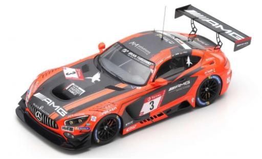Modelauto Mercedes AMG GT GT3 3 No.3 -AMG Team zwart Falcon 24h N&Atilde;&frac14;rburgring 2019 M.Buhk/H.Haupt/T.J&Atilde;&curren;ger/L.Stolz 1/43 Spark