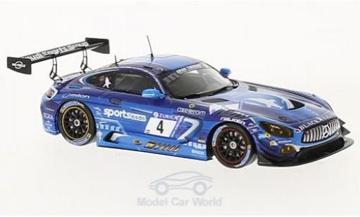 Modelauto Mercedes AMG GT GT3 3 No.4 zwart Falcon 24h N&Atilde;&frac14;rburgring 2017 H.Haupt/A.Al Faisal/L.Stolz/D.Juncadella 1/43 Spark