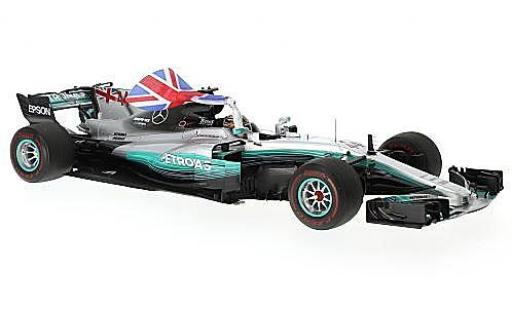 Modelauto Mercedes F1 2017 W08 EQ Power+ No.44 AMG Petronas Team formule 1 GP Mexico avec figurine et britische drapeau L.Hamilton 1/18 Spark