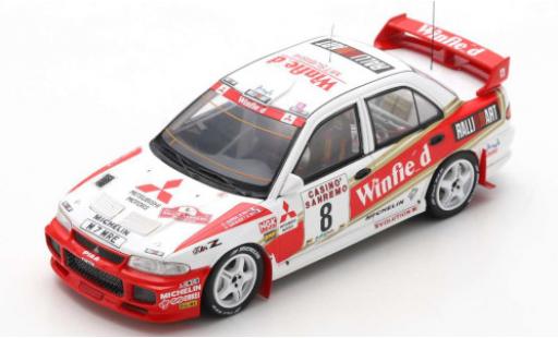 Modelauto Mitsubishi Lancer Evolution III No.8 Winfield Rally WM Rally San Remo 1996 met Decals D.Auriol/D.Giraudet 1/43 Spark