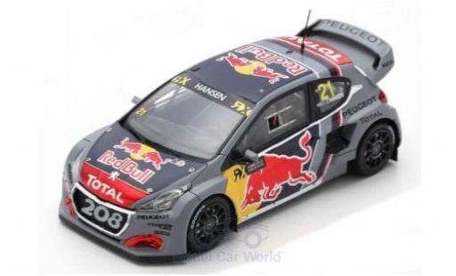 Modelauto Peugeot 208 WRX No.21 Team Total Red Bull World RX Belgien 2018 T.Hansen 1/43 Spark