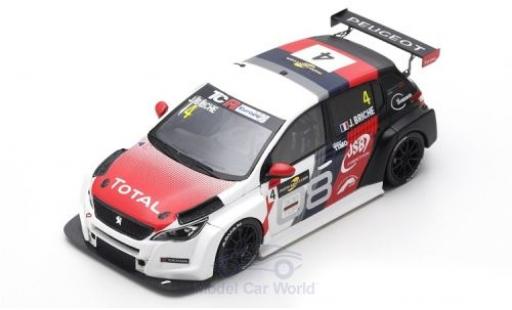 Modelauto Peugeot 308 TCR No.4 Europe Spa-Francorchamps 2018 J.Briche 1/43 Spark