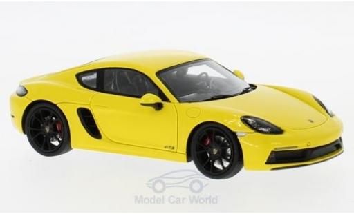 Modelauto Porsche 718 GTS geel 2018 1/43 Spark