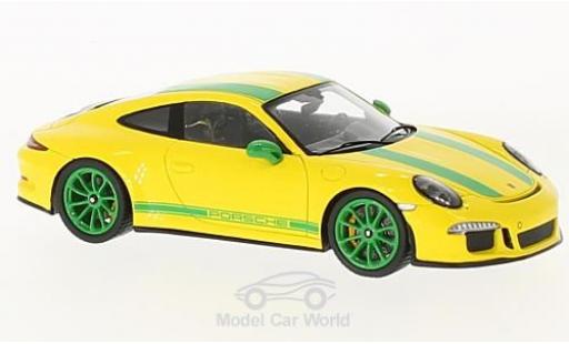 Modelauto Porsche 911 R geel/groen 2017 1/43 Spark