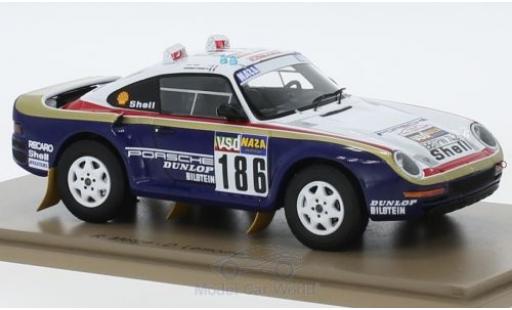 Modelauto Porsche 959 1986 No.186 Rothmans Rally Paris Dakar met Decals R.Metge/D.Lemoine 1/43 Spark