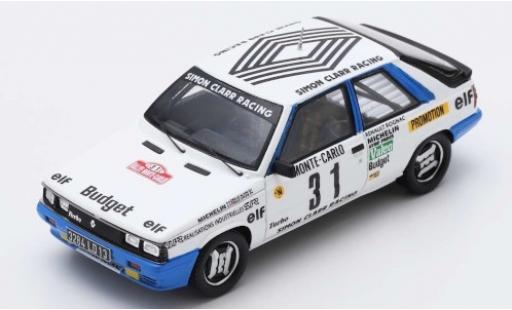 Modelauto Renault 11 Turbo No.31 Simon Clarr Racing Rally Monte Carlo 1985 A.Oreille/S.Oreille 1/43 Spark