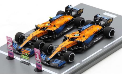 Modelauto McLaren F1 MCL35M 2er Set: No.3 + 4 Team formule 1 GP Italien 2021 1/43 Spark