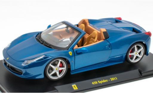 Modelauto Ferrari 458 Italia Spider metallic blauw 2011 1/24 SpecialC