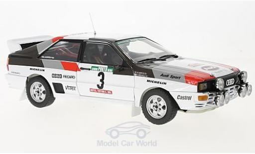 Modelauto Audi Quattro a1 No.3 Rally WM Rally Portugal 1983 H.Mikkola/A.Hertz zonder Vitrine 1/18 Sun Star
