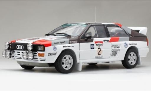 Modelauto Audi Quattro a2 No.2 Sport Marlboro Rally Zilverinien 1983 avec Decals H.Mikkola/A.Hertz 1/18 Sun Star